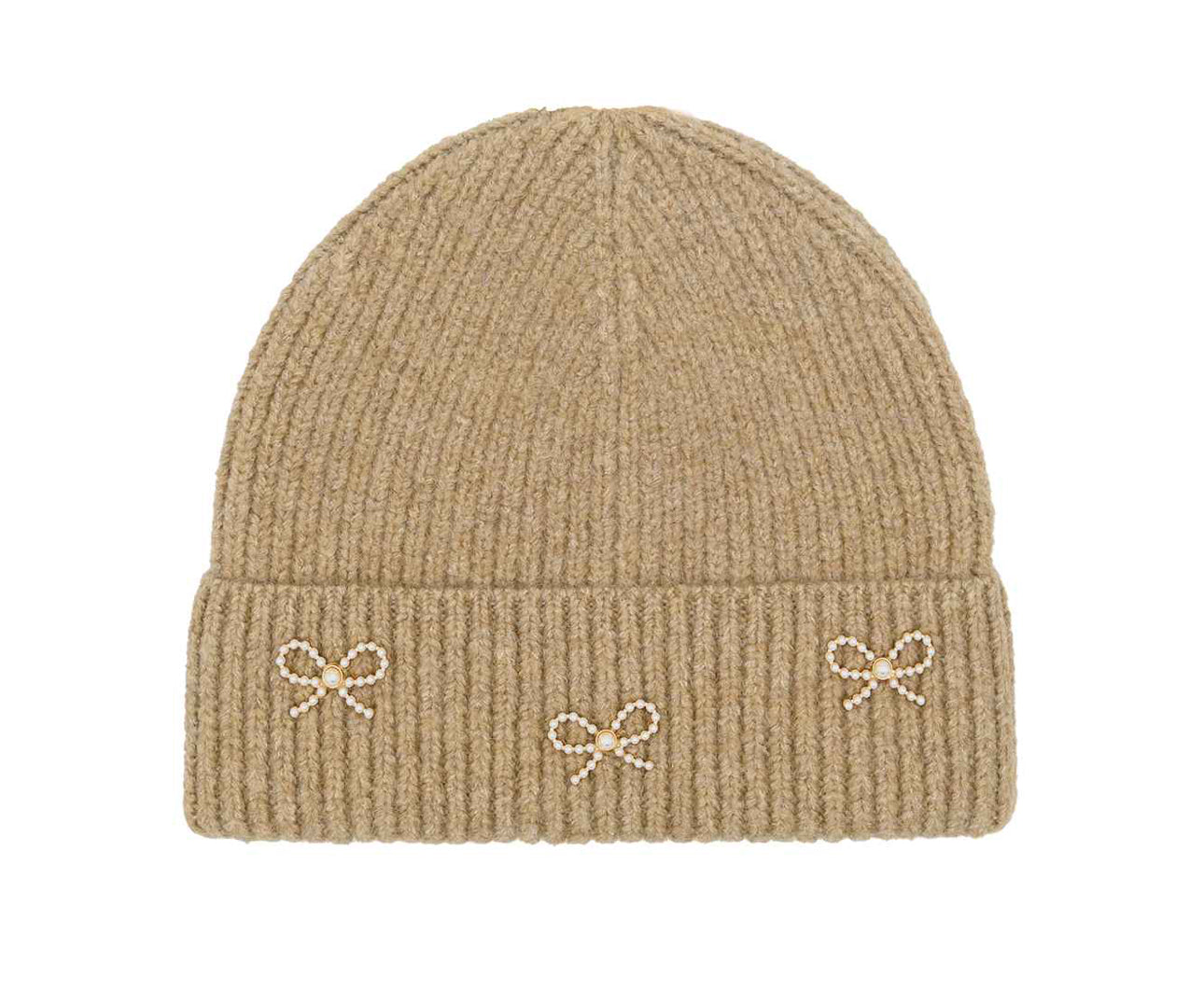 The Pearl Bow Charm Cuff Beanie